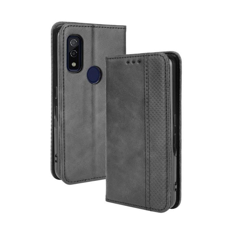 For Fujitsu Arrows WE Magnetic Buckle Retro Crazy Horse Texture Horizontal Flip Leather Case with Holder & Card Slots & Photo Frame
