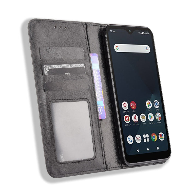 For Fujitsu Arrows WE Magnetic Buckle Retro Crazy Horse Texture Horizontal Flip Leather Case with Holder & Card Slots & Photo Frame