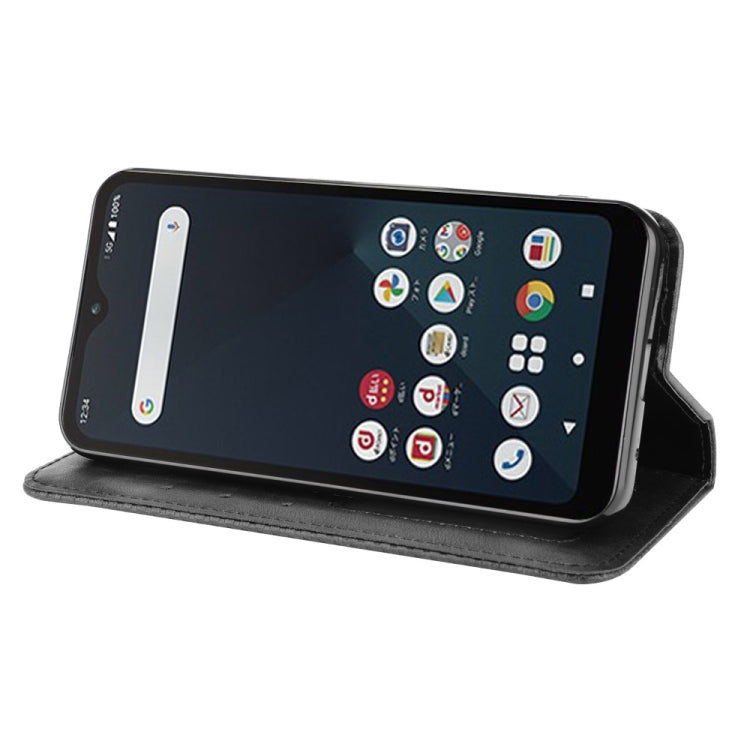For Fujitsu Arrows WE Magnetic Buckle Retro Crazy Horse Texture Horizontal Flip Leather Case with Holder & Card Slots & Photo Frame