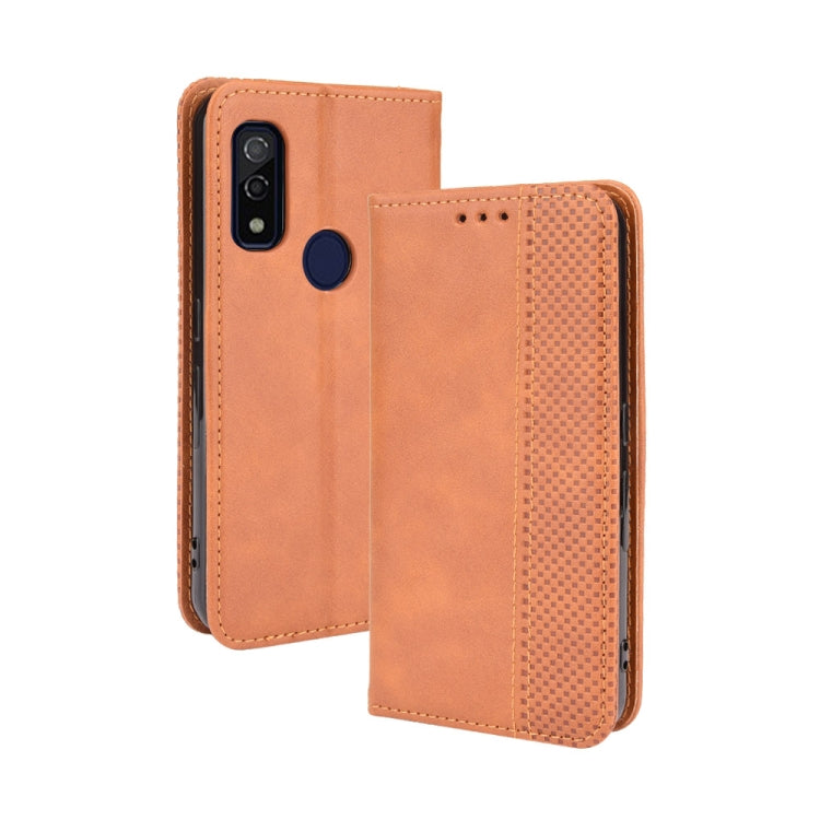 For Fujitsu Arrows WE Magnetic Buckle Retro Crazy Horse Texture Horizontal Flip Leather Case with Holder & Card Slots & Photo Frame