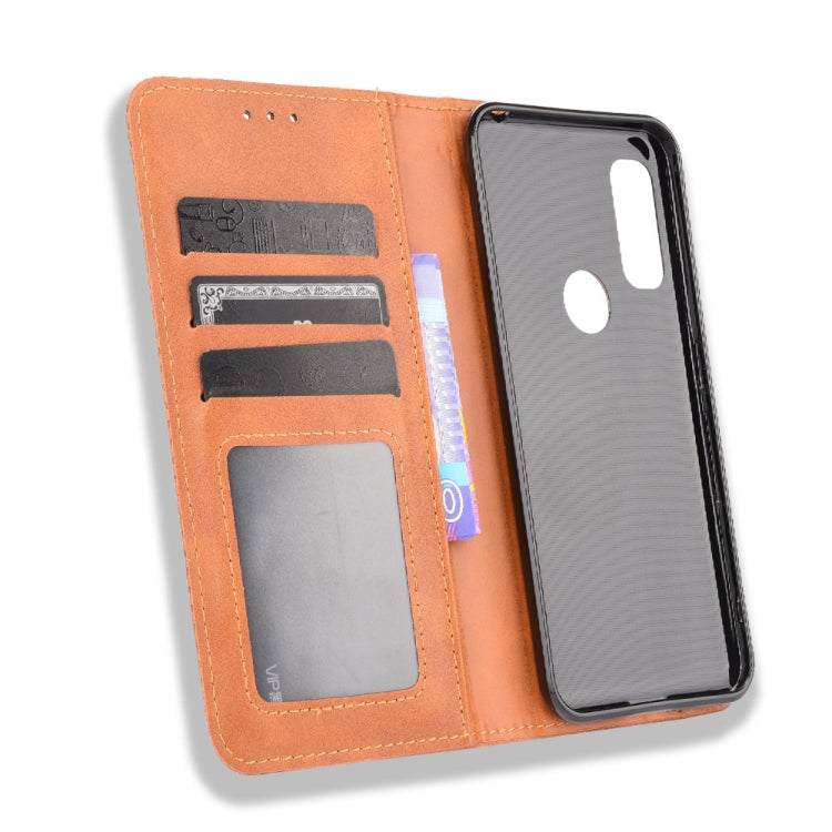 For Fujitsu Arrows WE Magnetic Buckle Retro Crazy Horse Texture Horizontal Flip Leather Case with Holder & Card Slots & Photo Frame
