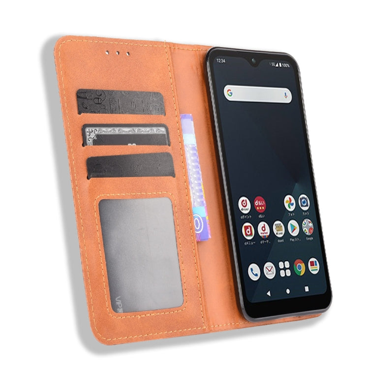 For Fujitsu Arrows WE Magnetic Buckle Retro Crazy Horse Texture Horizontal Flip Leather Case with Holder & Card Slots & Photo Frame