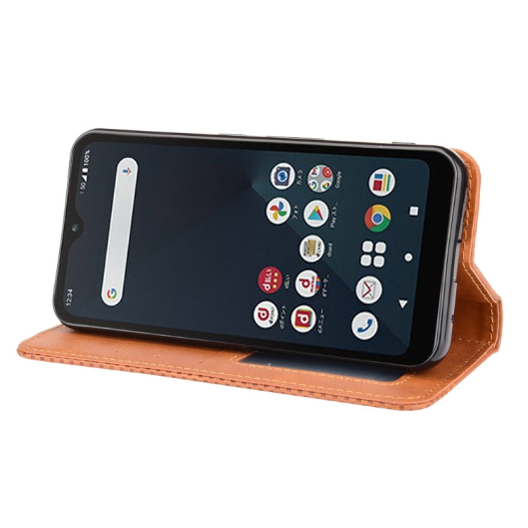 For Fujitsu Arrows WE Magnetic Buckle Retro Crazy Horse Texture Horizontal Flip Leather Case with Holder & Card Slots & Photo Frame