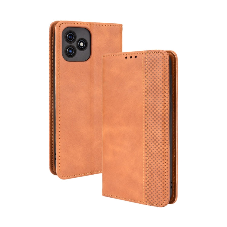 For Blackview Oscal C20 Magnetic Buckle Retro Crazy Horse Texture Horizontal Flip Leather Case with Holder & Card Slots & Photo Frame