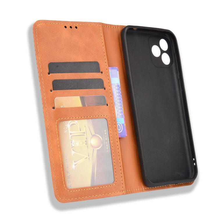 For Blackview Oscal C20 Magnetic Buckle Retro Crazy Horse Texture Horizontal Flip Leather Case with Holder & Card Slots & Photo Frame