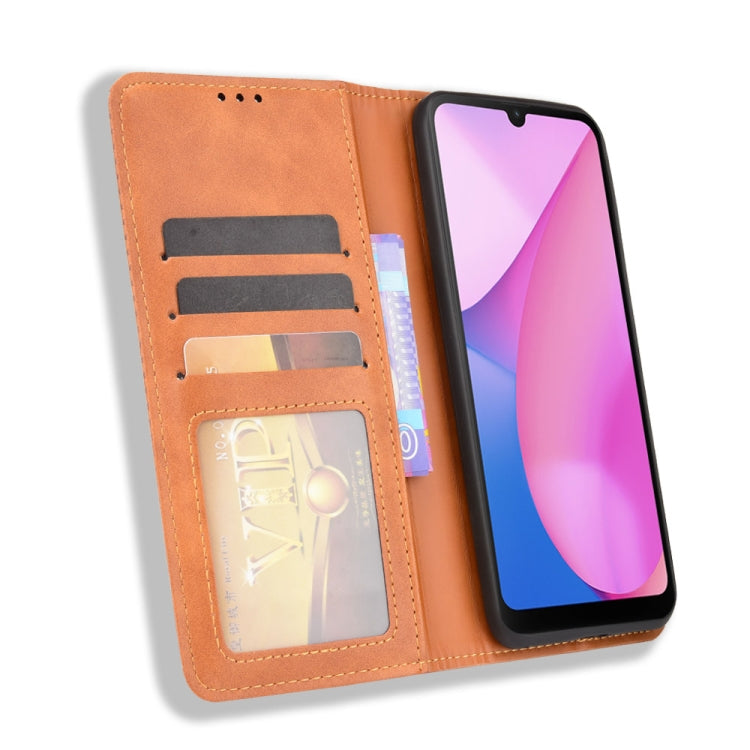 For Blackview Oscal C20 Magnetic Buckle Retro Crazy Horse Texture Horizontal Flip Leather Case with Holder & Card Slots & Photo Frame