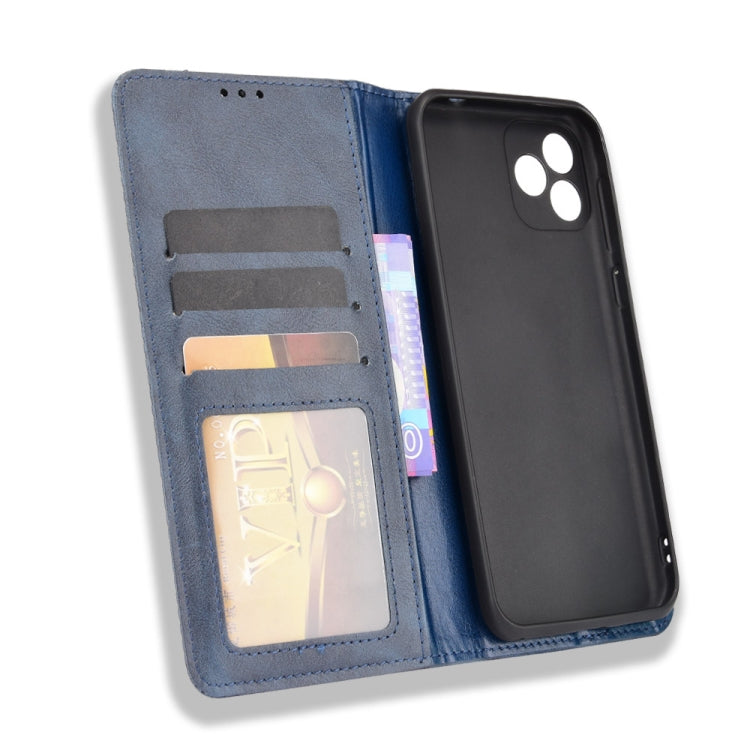 For Blackview Oscal C20 Magnetic Buckle Retro Crazy Horse Texture Horizontal Flip Leather Case with Holder & Card Slots & Photo Frame