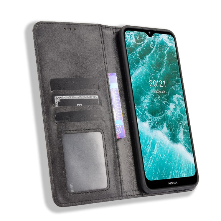 For Nokia C30 Magnetic Buckle Retro Crazy Horse Texture Horizontal Flip Leather Case with Holder & Card Slots & Photo Frame