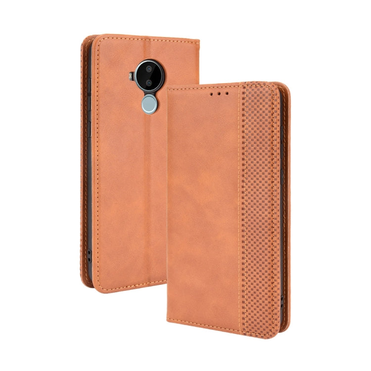 For Nokia C30 Magnetic Buckle Retro Crazy Horse Texture Horizontal Flip Leather Case with Holder & Card Slots & Photo Frame