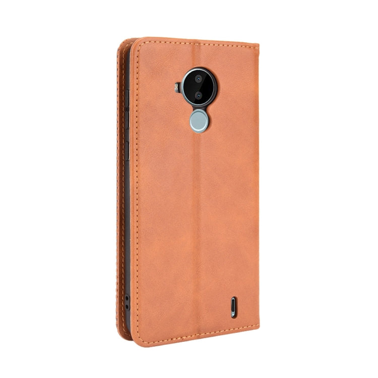 For Nokia C30 Magnetic Buckle Retro Crazy Horse Texture Horizontal Flip Leather Case with Holder & Card Slots & Photo Frame