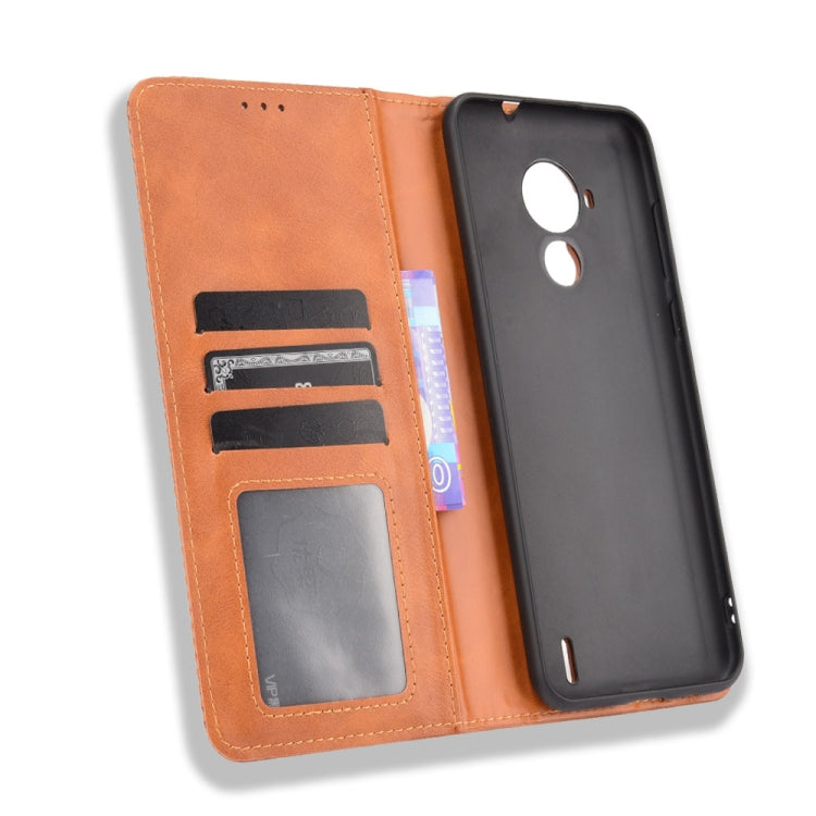 For Nokia C30 Magnetic Buckle Retro Crazy Horse Texture Horizontal Flip Leather Case with Holder & Card Slots & Photo Frame