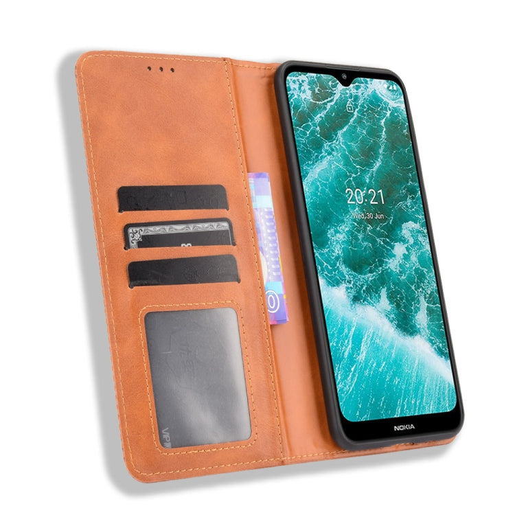 For Nokia C30 Magnetic Buckle Retro Crazy Horse Texture Horizontal Flip Leather Case with Holder & Card Slots & Photo Frame