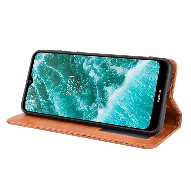 For Nokia C30 Magnetic Buckle Retro Crazy Horse Texture Horizontal Flip Leather Case with Holder & Card Slots & Photo Frame