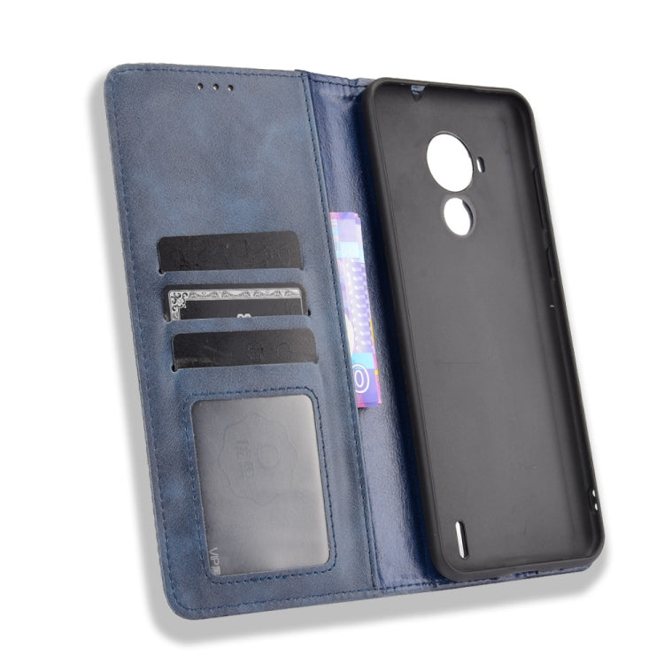 For Nokia C30 Magnetic Buckle Retro Crazy Horse Texture Horizontal Flip Leather Case with Holder & Card Slots & Photo Frame