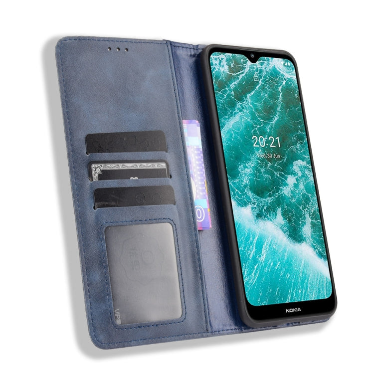 For Nokia C30 Magnetic Buckle Retro Crazy Horse Texture Horizontal Flip Leather Case with Holder & Card Slots & Photo Frame