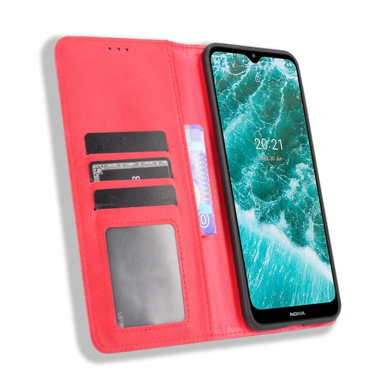 For Nokia C30 Magnetic Buckle Retro Crazy Horse Texture Horizontal Flip Leather Case with Holder & Card Slots & Photo Frame