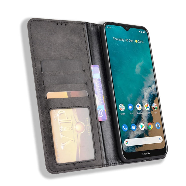 For Nokia C50 5G Magnetic Buckle Retro Crazy Horse Texture Horizontal Flip Leather Case with Holder & Card Slots & Photo Frame