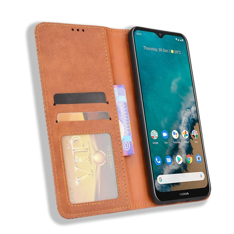 For Nokia C50 5G Magnetic Buckle Retro Crazy Horse Texture Horizontal Flip Leather Case with Holder & Card Slots & Photo Frame