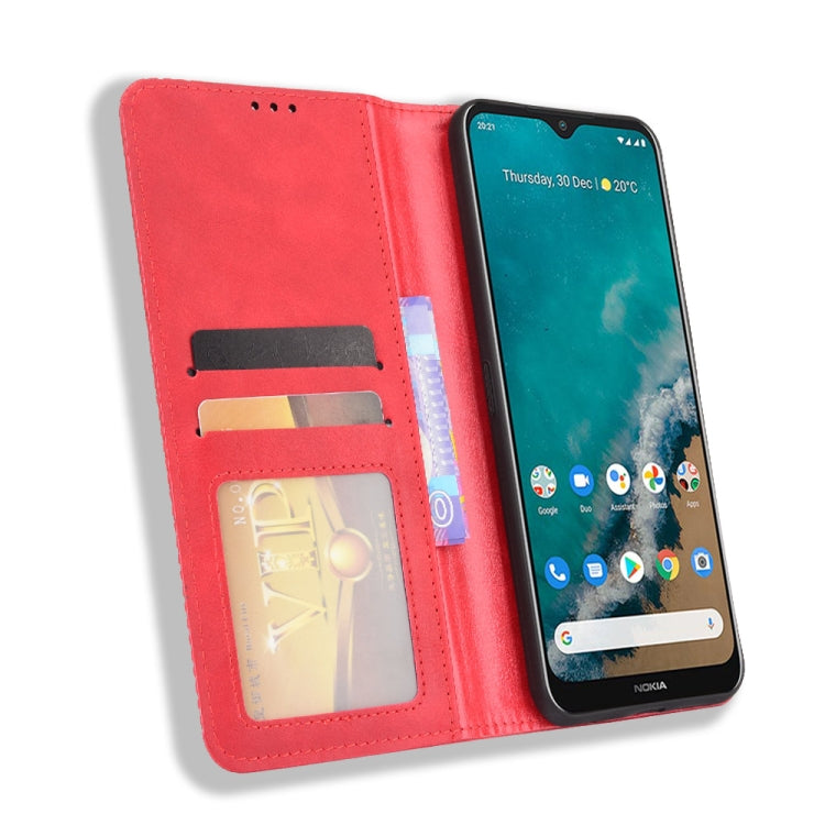 For Nokia C50 5G Magnetic Buckle Retro Crazy Horse Texture Horizontal Flip Leather Case with Holder & Card Slots & Photo Frame