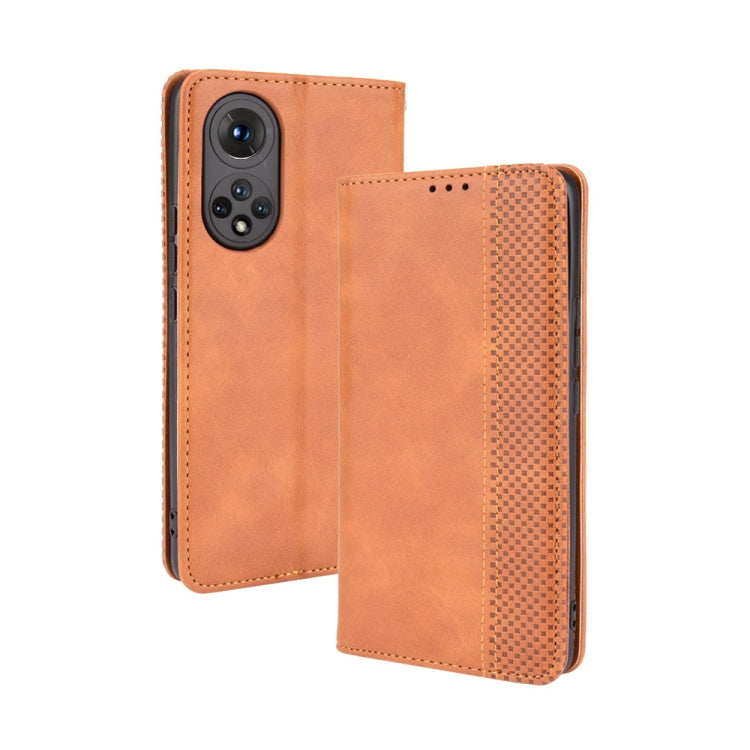 For Honor 50 Magnetic Buckle Retro Crazy Horse Texture Horizontal Flip Leather Case with Holder & Card Slots & Photo Frame