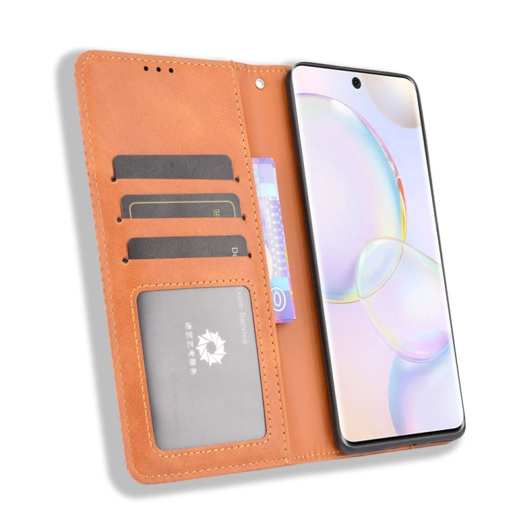 For Honor 50 Magnetic Buckle Retro Crazy Horse Texture Horizontal Flip Leather Case with Holder & Card Slots & Photo Frame