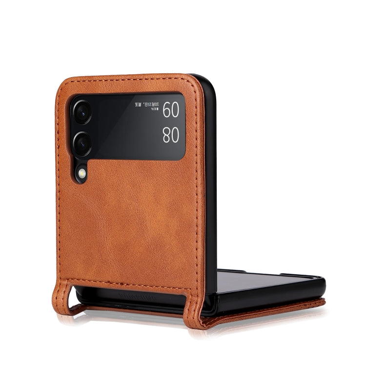 For Samsung Galaxy Z Flip3 5G Retro Crazy Horse Texture Leather Case with Card Slots