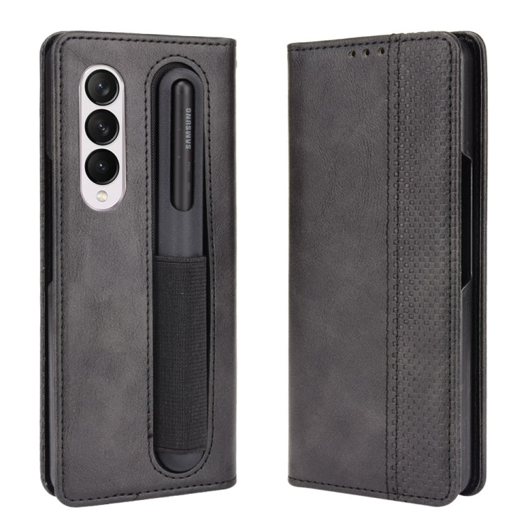 For Samsung Galaxy Z Fold3 5G Retro Crazy Horse Texture Horizontal Flip Leather Case with Pen Slot