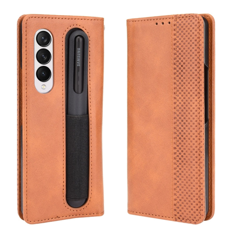 For Samsung Galaxy Z Fold3 5G Retro Crazy Horse Texture Horizontal Flip Leather Case with Pen Slot