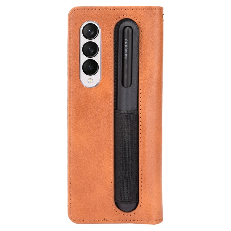 For Samsung Galaxy Z Fold3 5G Retro Crazy Horse Texture Horizontal Flip Leather Case with Pen Slot