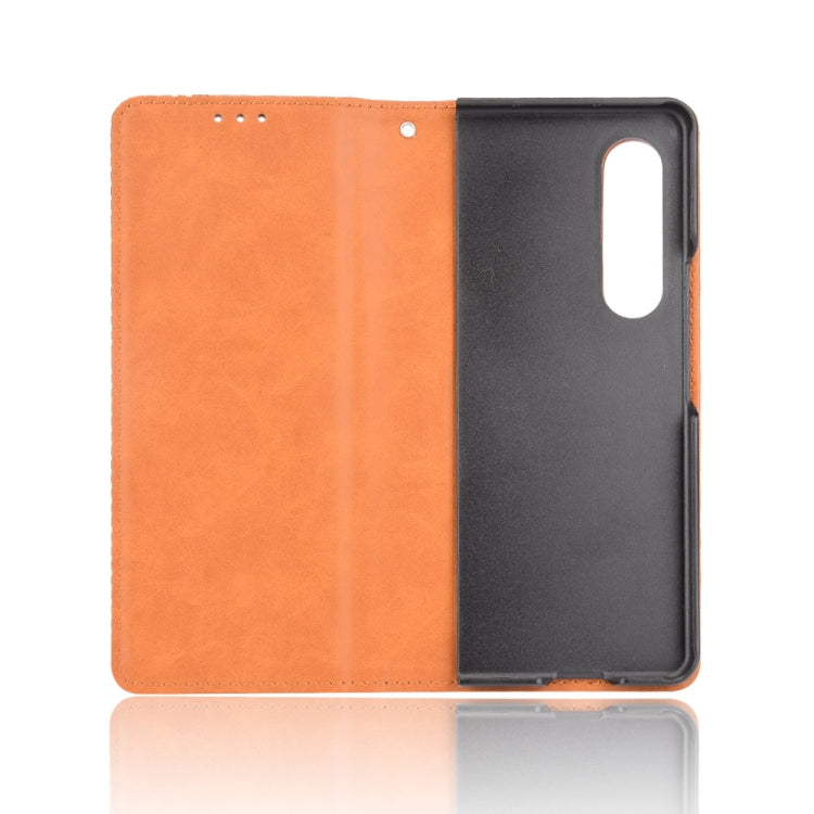 For Samsung Galaxy Z Fold3 5G Retro Crazy Horse Texture Horizontal Flip Leather Case with Pen Slot