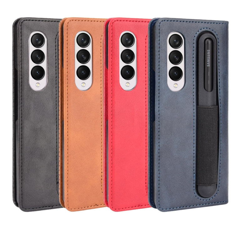 For Samsung Galaxy Z Fold3 5G Retro Crazy Horse Texture Horizontal Flip Leather Case with Pen Slot