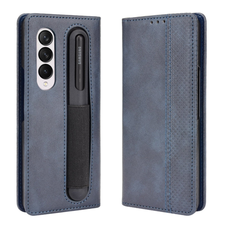For Samsung Galaxy Z Fold3 5G Retro Crazy Horse Texture Horizontal Flip Leather Case with Pen Slot
