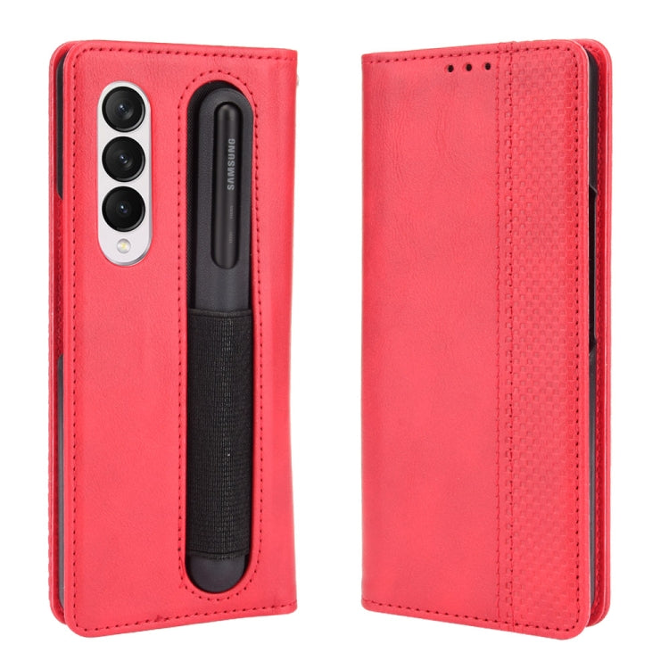 For Samsung Galaxy Z Fold3 5G Retro Crazy Horse Texture Horizontal Flip Leather Case with Pen Slot