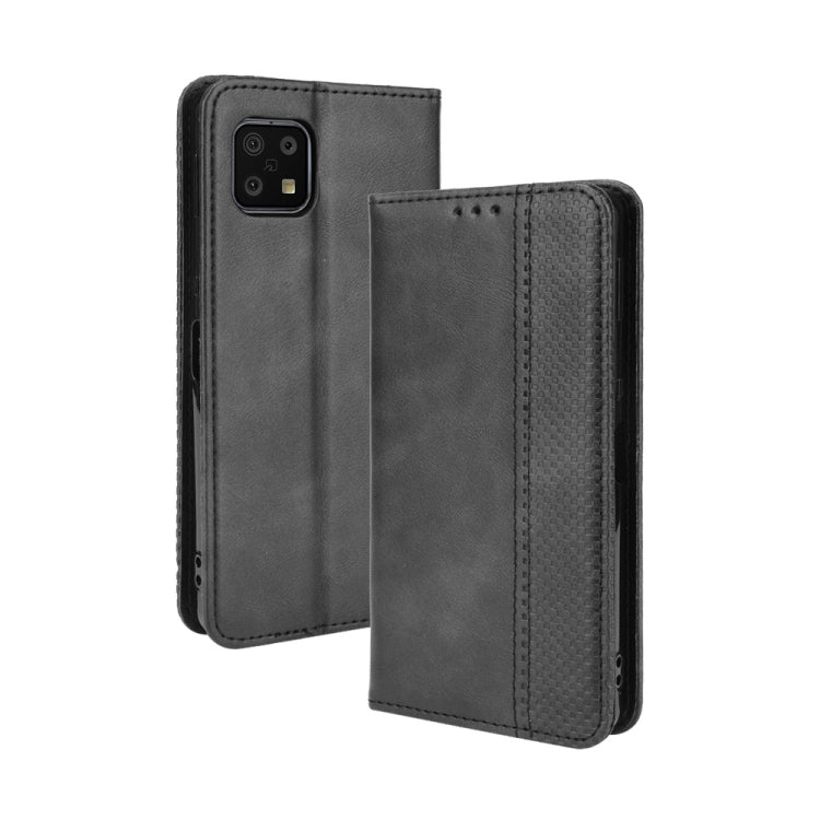 For Aquos Sense6 Magnetic Buckle Retro Crazy Horse Texture Horizontal Flip Leather Case with Holder & Card Slots & Photo Frame