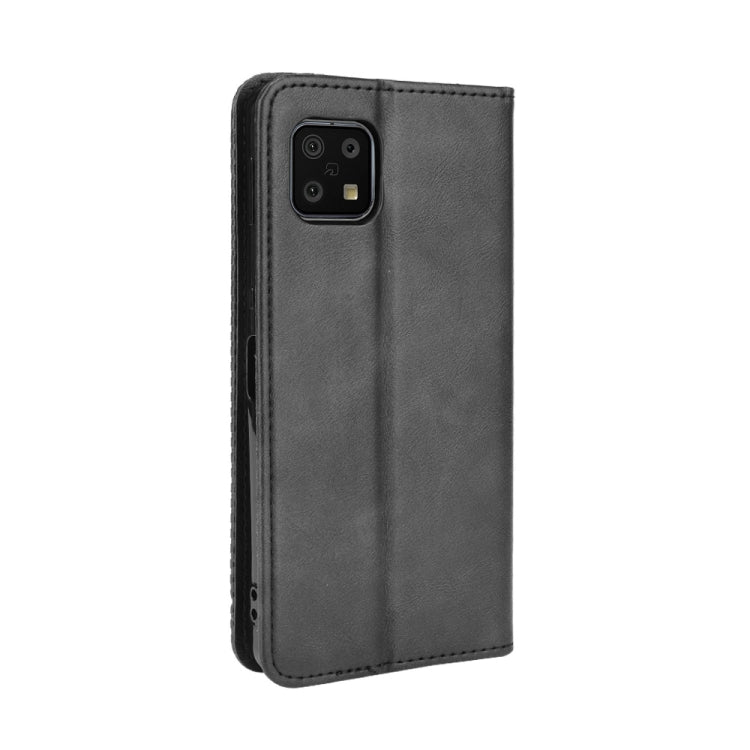 For Aquos Sense6 Magnetic Buckle Retro Crazy Horse Texture Horizontal Flip Leather Case with Holder & Card Slots & Photo Frame