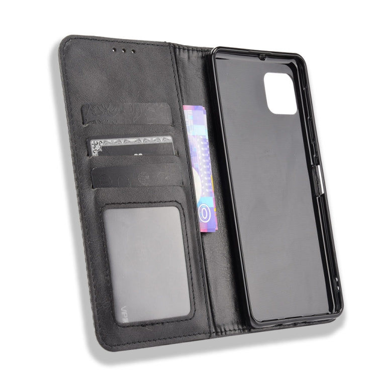For Aquos Sense6 Magnetic Buckle Retro Crazy Horse Texture Horizontal Flip Leather Case with Holder & Card Slots & Photo Frame