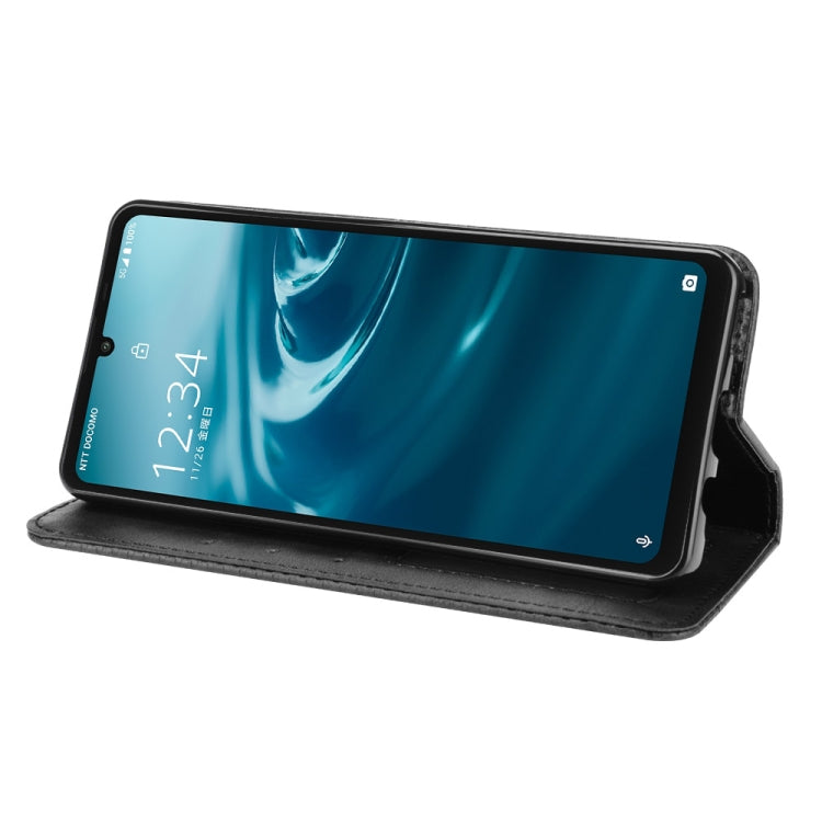 For Aquos Sense6 Magnetic Buckle Retro Crazy Horse Texture Horizontal Flip Leather Case with Holder & Card Slots & Photo Frame