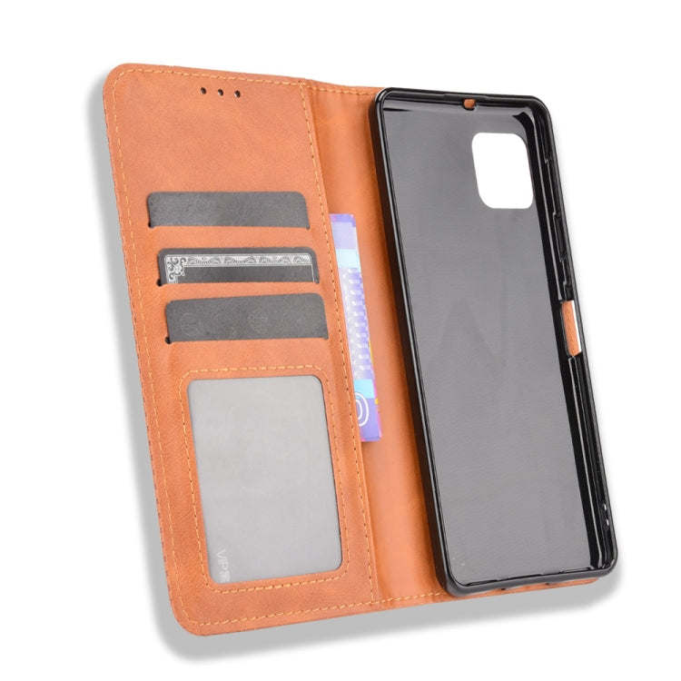 For Aquos Sense6 Magnetic Buckle Retro Crazy Horse Texture Horizontal Flip Leather Case with Holder & Card Slots & Photo Frame