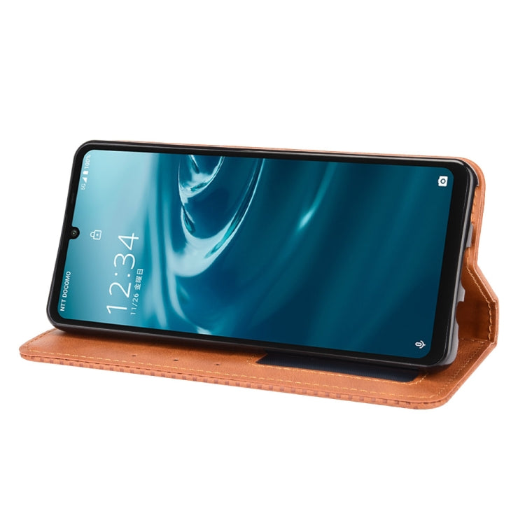 For Aquos Sense6 Magnetic Buckle Retro Crazy Horse Texture Horizontal Flip Leather Case with Holder & Card Slots & Photo Frame