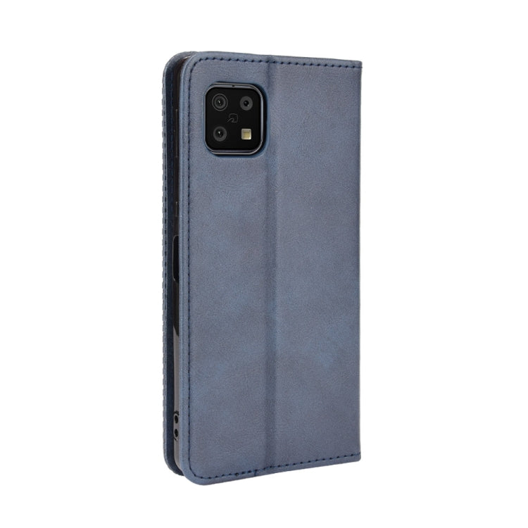 For Aquos Sense6 Magnetic Buckle Retro Crazy Horse Texture Horizontal Flip Leather Case with Holder & Card Slots & Photo Frame