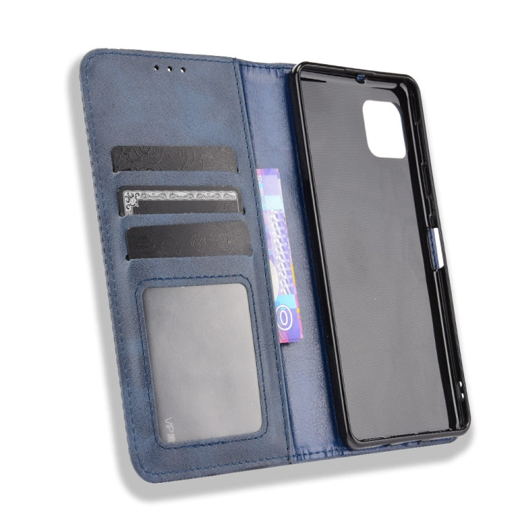 For Aquos Sense6 Magnetic Buckle Retro Crazy Horse Texture Horizontal Flip Leather Case with Holder & Card Slots & Photo Frame