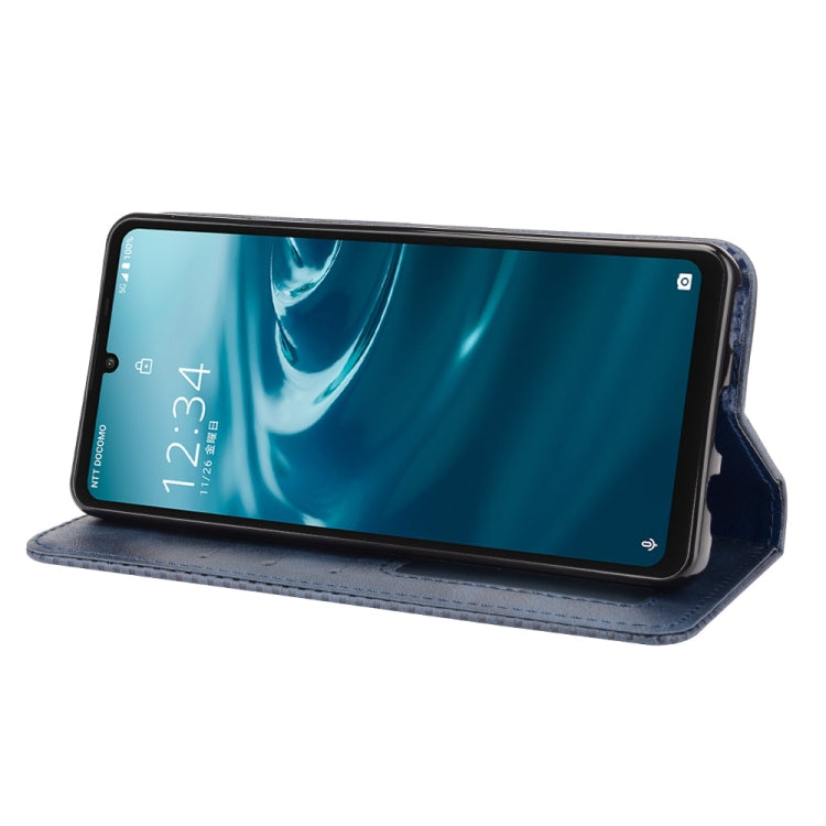 For Aquos Sense6 Magnetic Buckle Retro Crazy Horse Texture Horizontal Flip Leather Case with Holder & Card Slots & Photo Frame