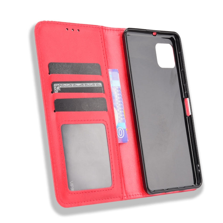 For Aquos Sense6 Magnetic Buckle Retro Crazy Horse Texture Horizontal Flip Leather Case with Holder & Card Slots & Photo Frame