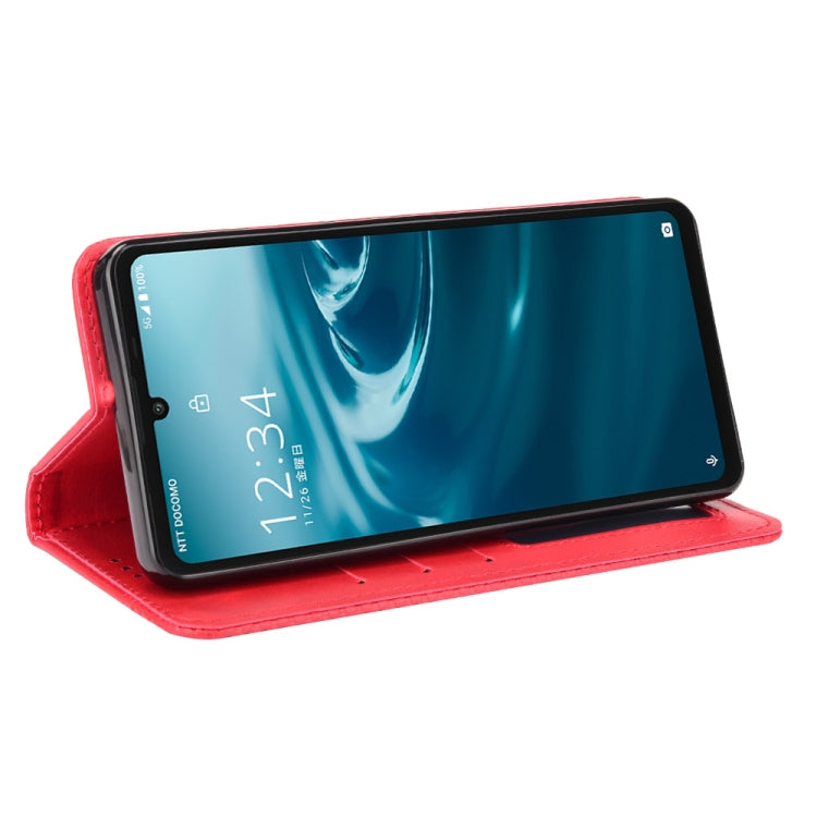 For Aquos Sense6 Magnetic Buckle Retro Crazy Horse Texture Horizontal Flip Leather Case with Holder & Card Slots & Photo Frame