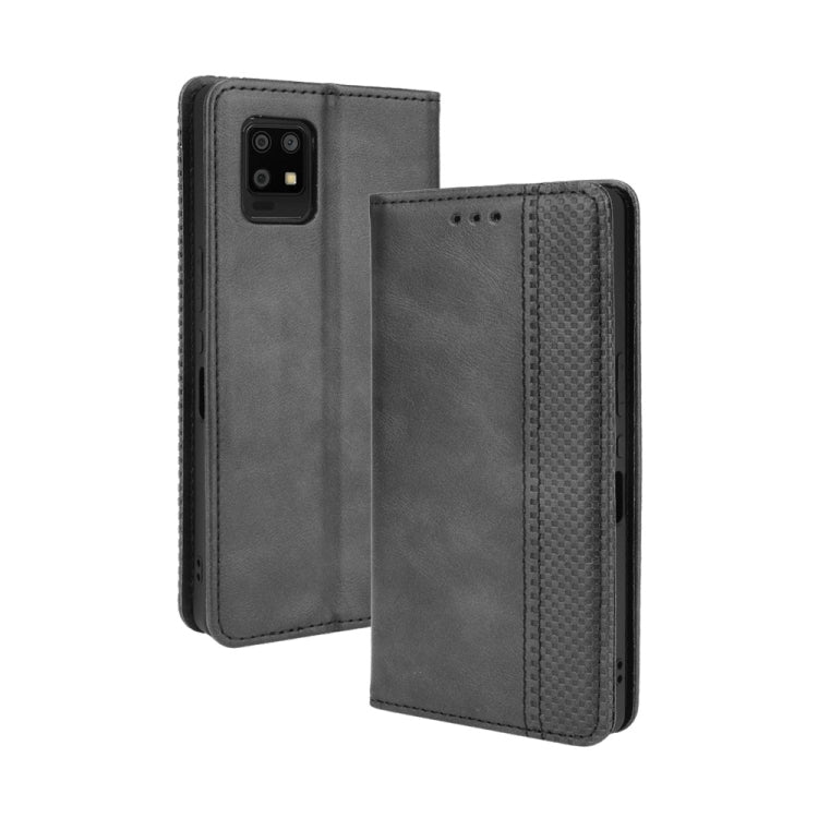 For Aquos Zero6 Magnetic Buckle Retro Crazy Horse Texture Horizontal Flip Leather Case with Holder & Card Slots & Photo Frame