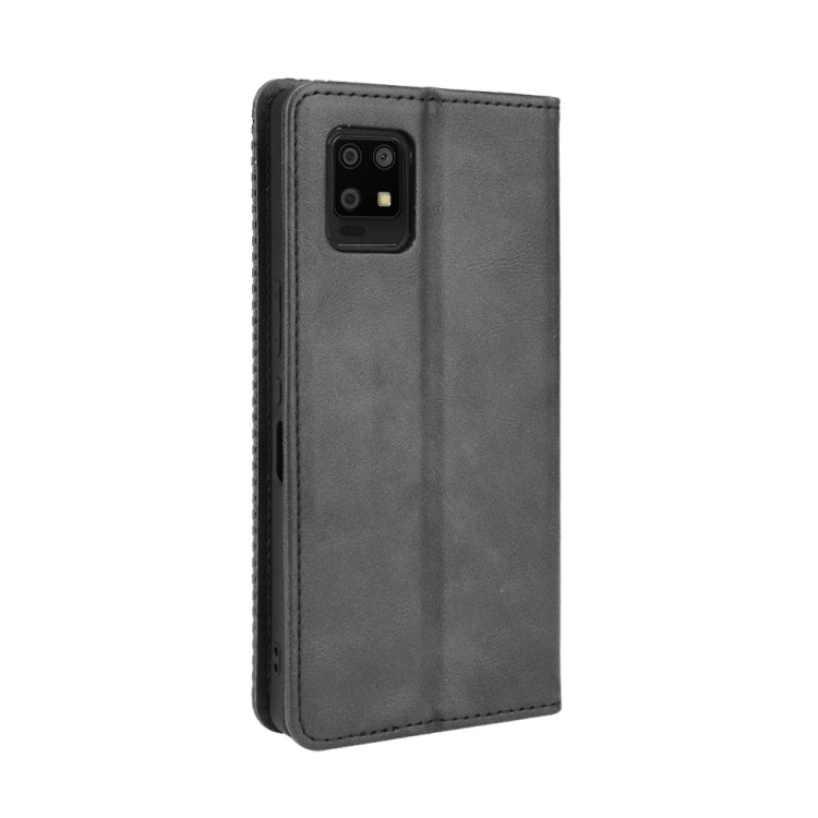 For Aquos Zero6 Magnetic Buckle Retro Crazy Horse Texture Horizontal Flip Leather Case with Holder & Card Slots & Photo Frame