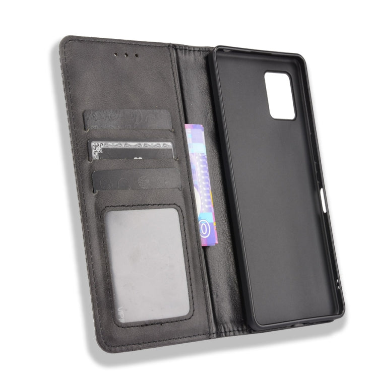 For Aquos Zero6 Magnetic Buckle Retro Crazy Horse Texture Horizontal Flip Leather Case with Holder & Card Slots & Photo Frame