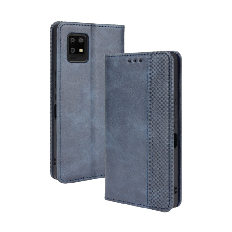 For Aquos Zero6 Magnetic Buckle Retro Crazy Horse Texture Horizontal Flip Leather Case with Holder & Card Slots & Photo Frame
