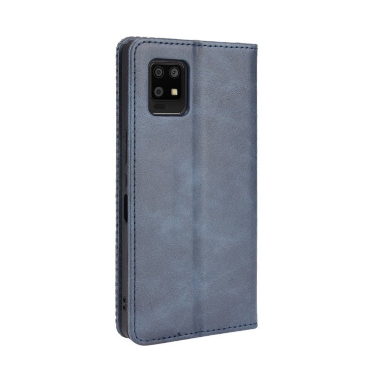 For Aquos Zero6 Magnetic Buckle Retro Crazy Horse Texture Horizontal Flip Leather Case with Holder & Card Slots & Photo Frame