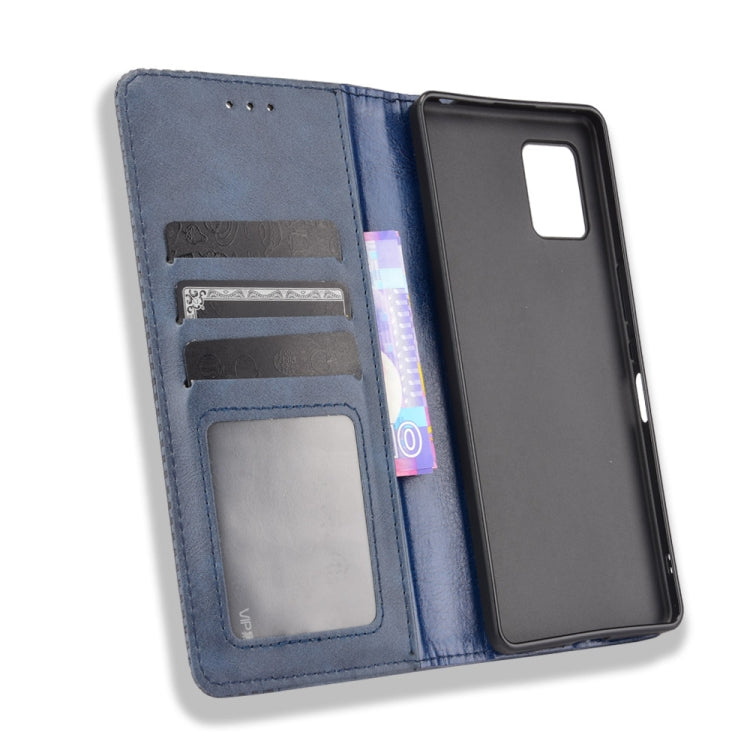 For Aquos Zero6 Magnetic Buckle Retro Crazy Horse Texture Horizontal Flip Leather Case with Holder & Card Slots & Photo Frame